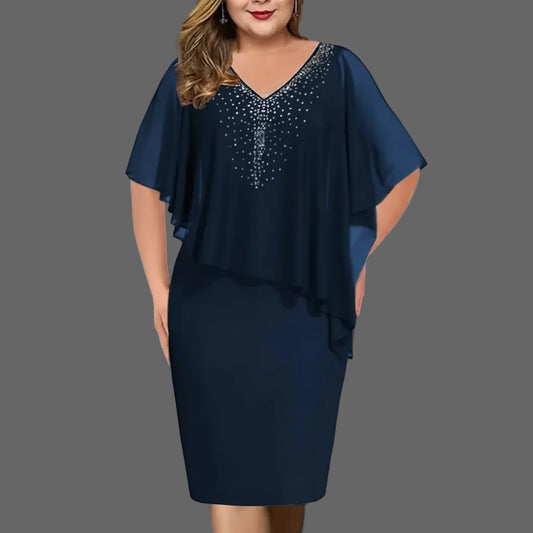 Robe Soirée Femme Strass Vert Foncé Moulante Grande Taille | MDN