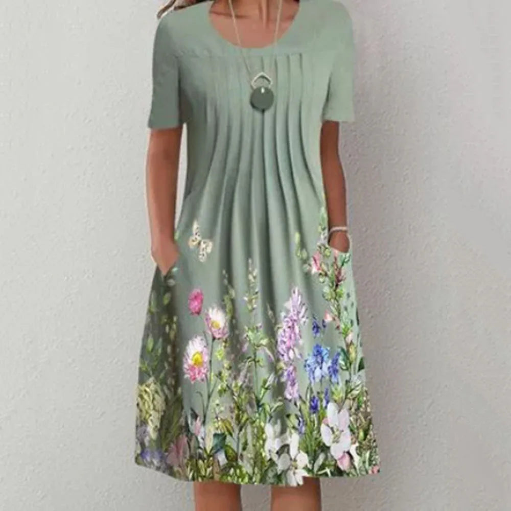 Robe Longue Femme Bohème Fleurie Volants Poches Été | MDN Store