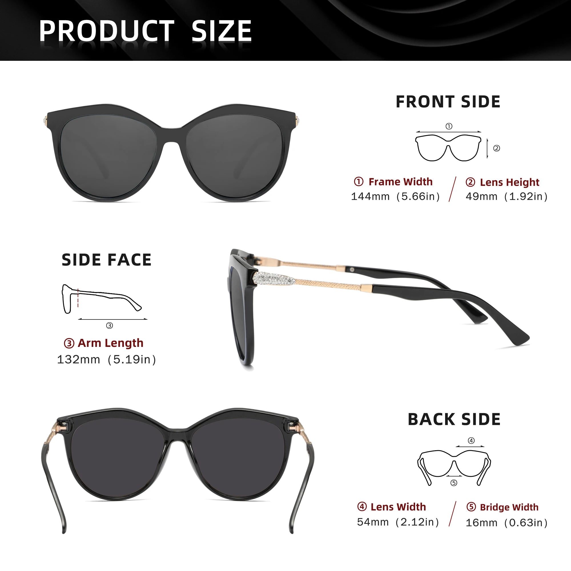 KINGSEVEN Lunettes de Soleil Oeil de Chat Femme Polarisées UV400 Grand Cadre | MDN Store 25