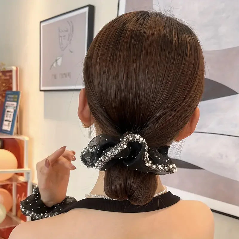 Bandeau Cheveux Femme Perles Élégant Maille Filet Accessoire Mode | MDN Store