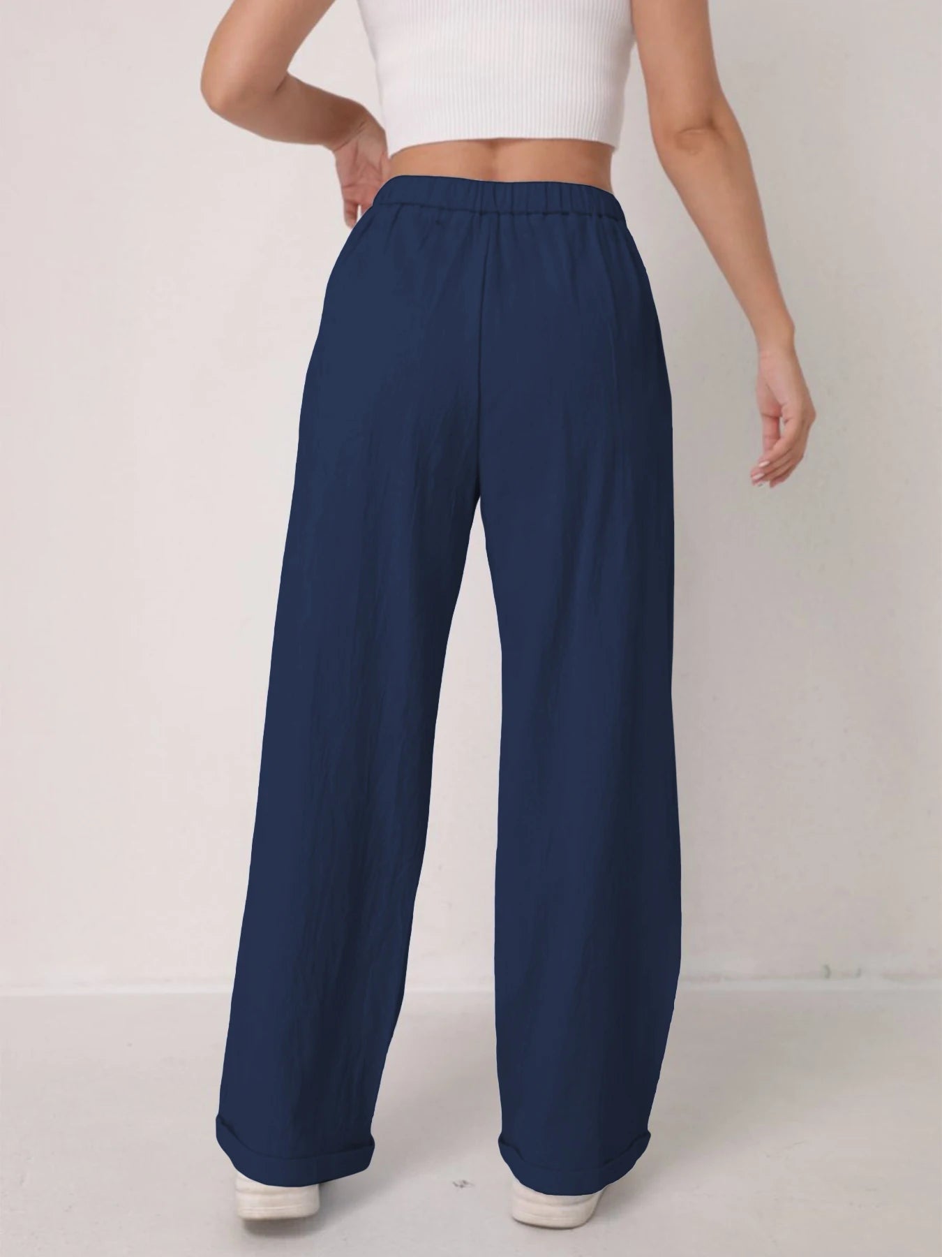 Pantalon Lin Taille Haute Décontracté Femme | MDN Store