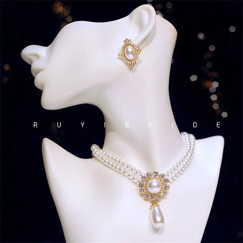 Parure Collier Boucles Perles Vintage | MDN Store