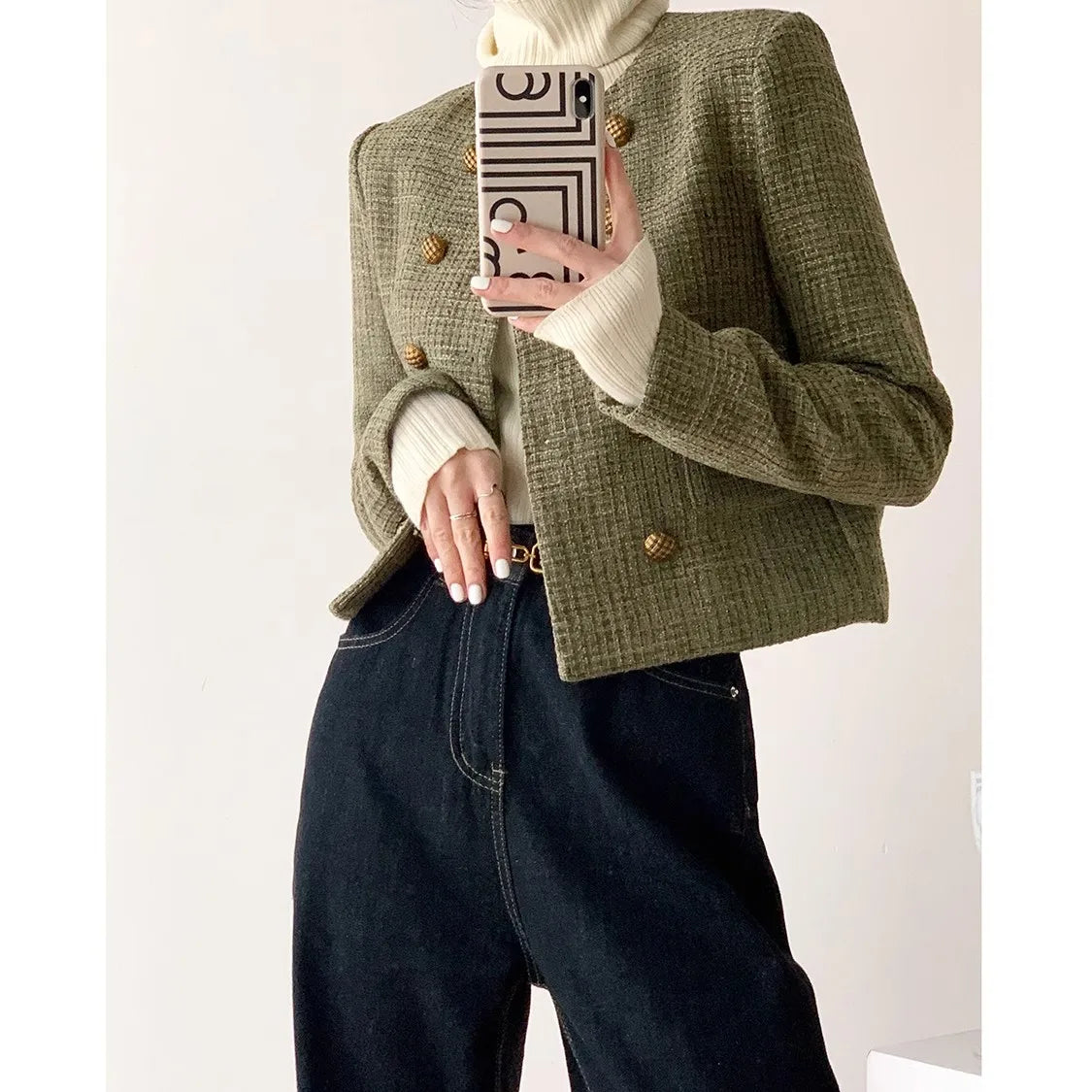 Veste Courte Vintage Pois Style Français | MDN Store