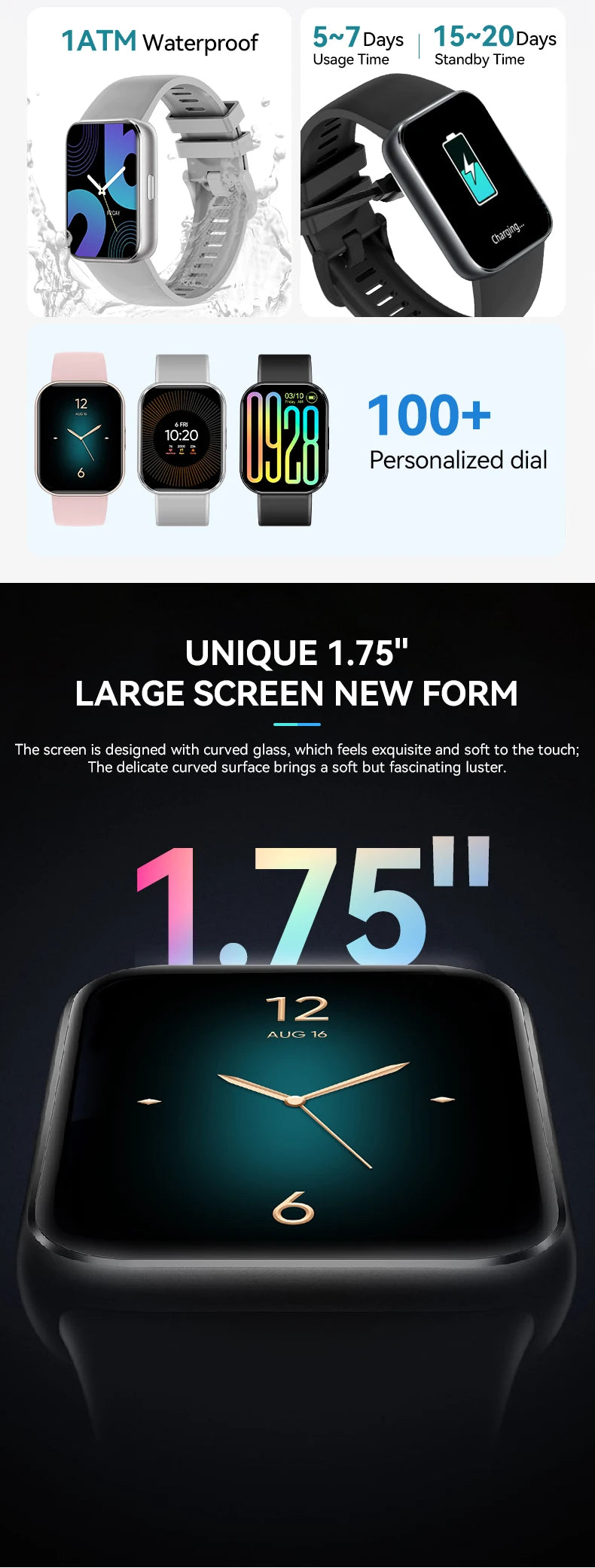 Montre Connectée 1.75" Assistant IA Appels BT IP68 | MDN Store