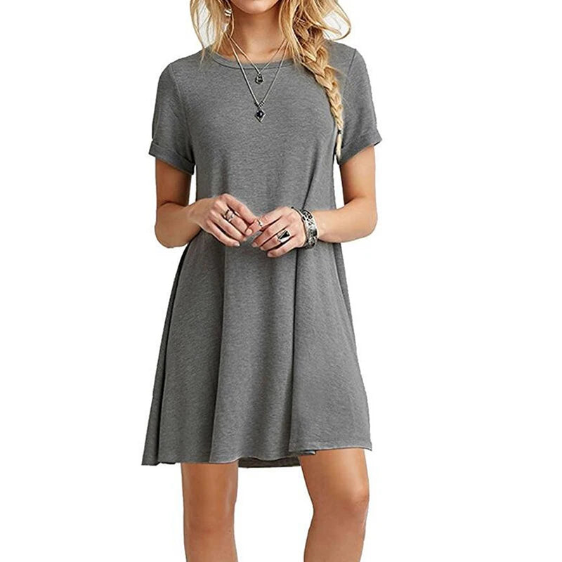 Robe T-Chemise Imprimee Vintage Col Rond Manches Courtes | MDN Store