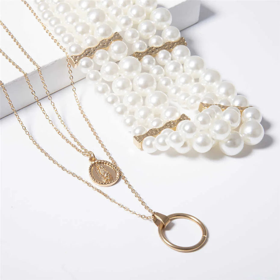 Collier Ras-de-Cou Perles Blanches Métal | MDN