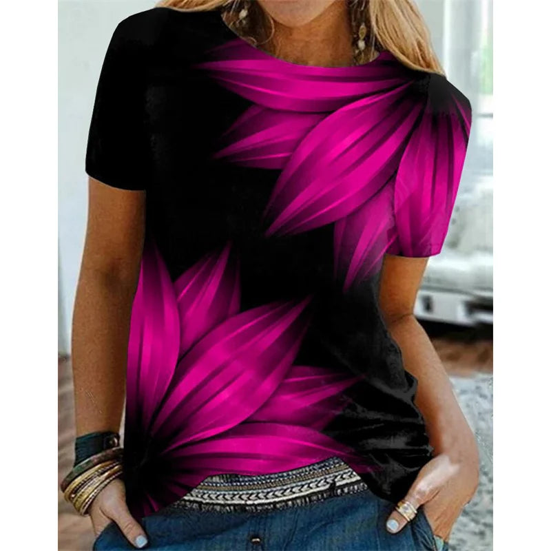 T-Chemise Fleurs Colorées 3D Oversize Femme | MDN Store