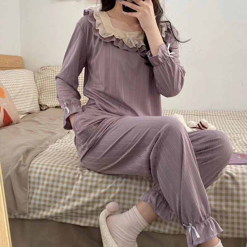 Pyjama Femme Nœud Princesse 2 Pièces Printemps Automne | MDN