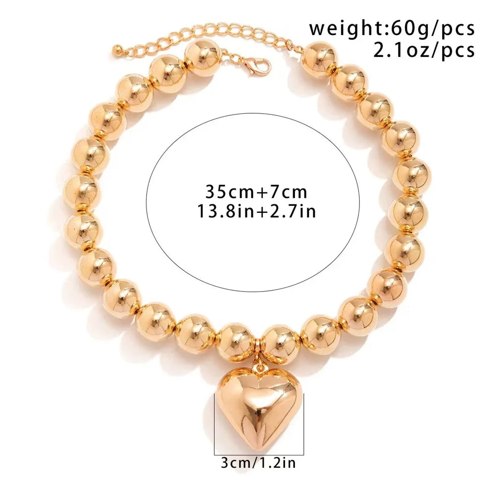 Collier Perles Cœur Doré Baroque Punk | MDN Store