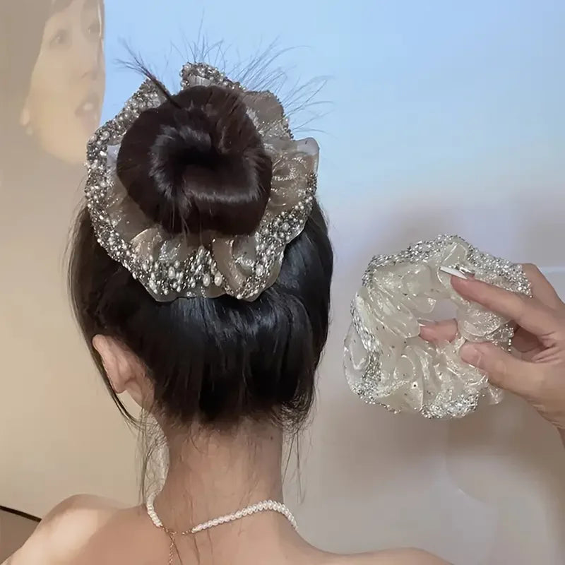 Bandeau Cheveux Femme Perles Élégant Maille Filet Accessoire Mode | MDN Store