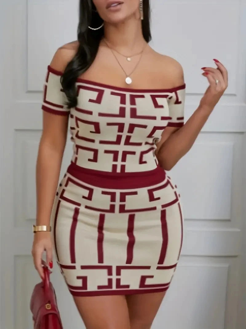 Ensemble Crop Top & Jupe Moulante Géométrique | MDN Store