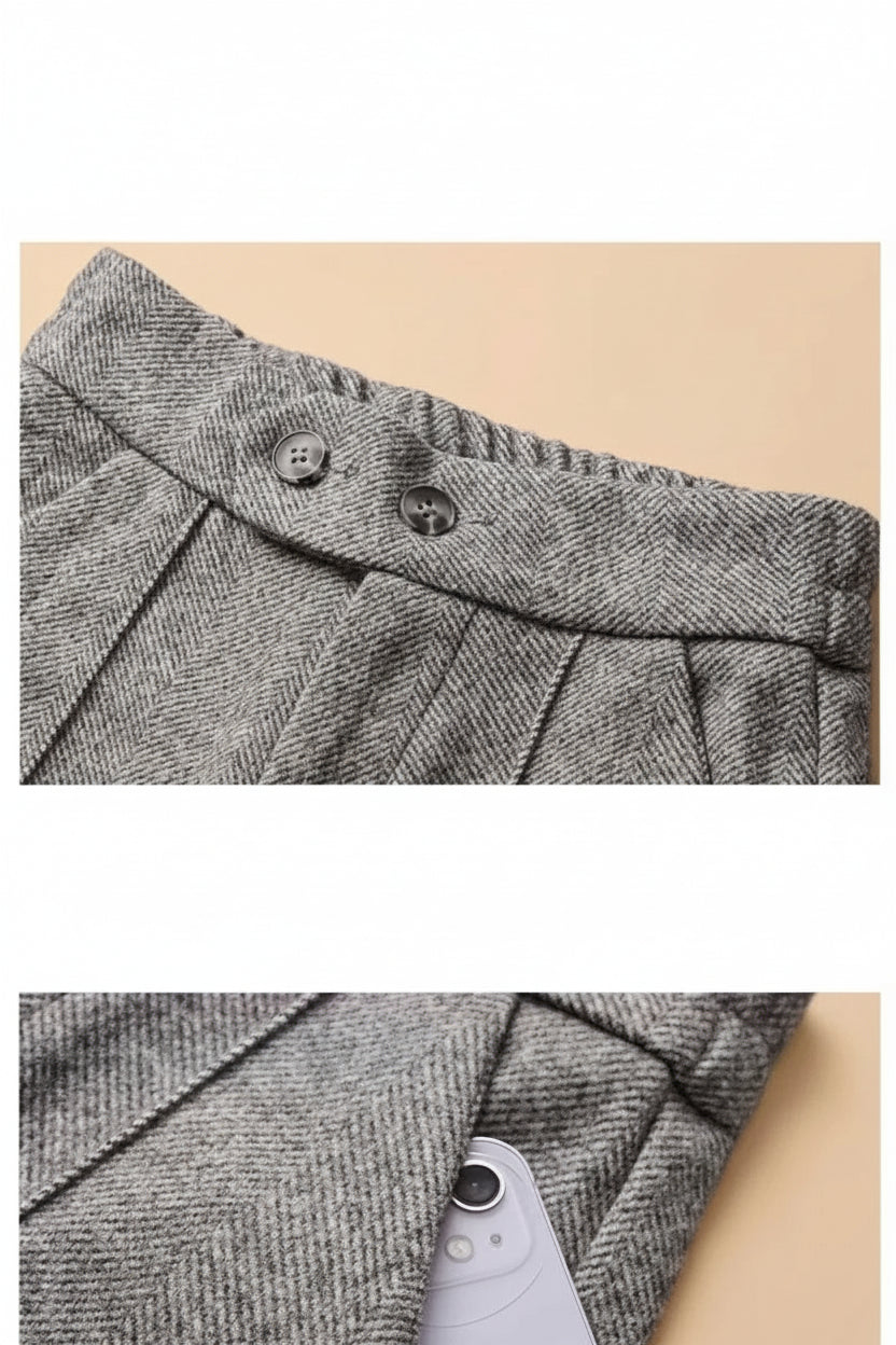 Pantalon Laine Évasé Femme Gris Clair Bureau | MDN Store