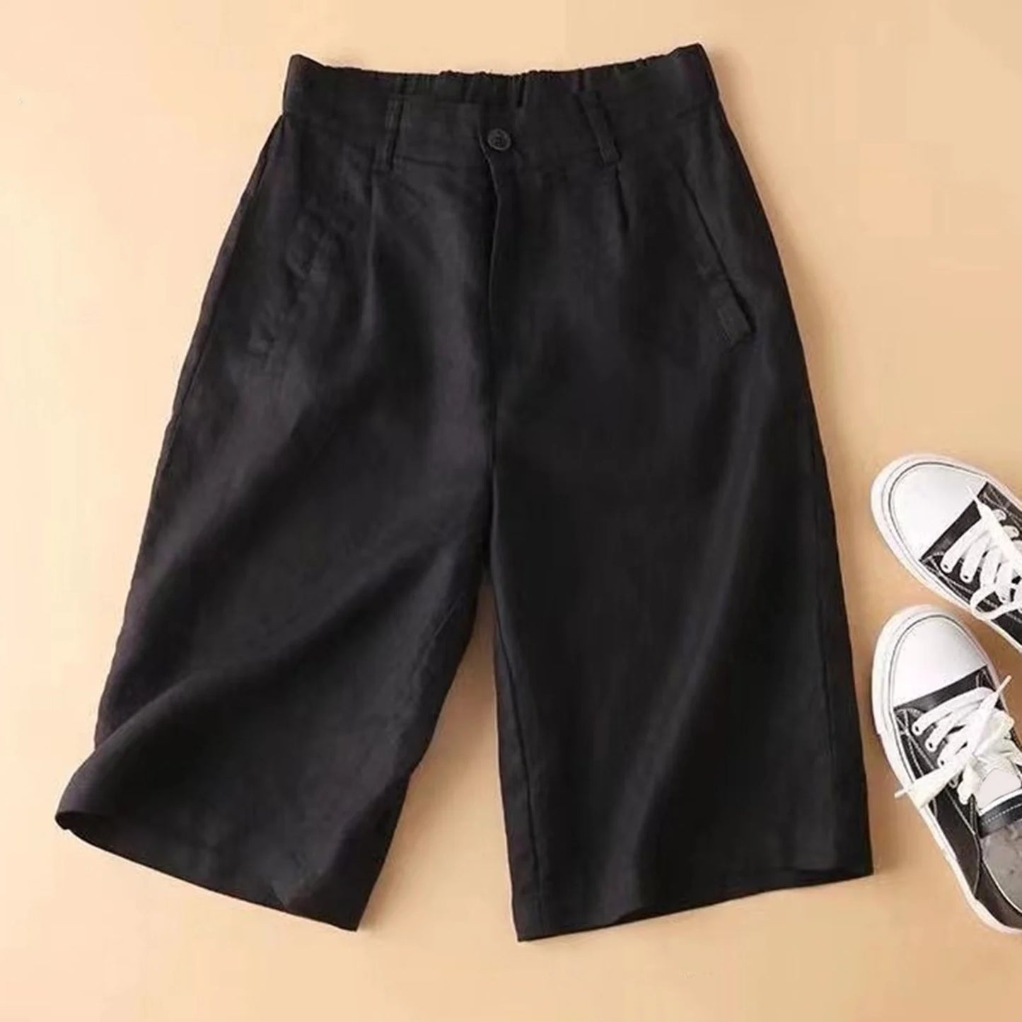 Short Femme Coton Lin Taille Moyenne Large | MDN