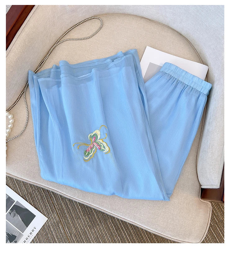Pantalon Jupe Mousseline Brodé Femme | MDN Store