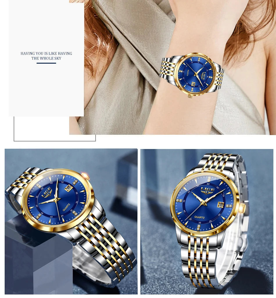 Montre Femme LIGE Acier Inoxydable Étanche | MDN Store