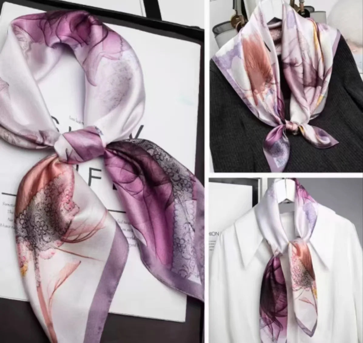Foulard Carré Soie Mûrier 100% Rose 70x70cm Femme | MDN Store