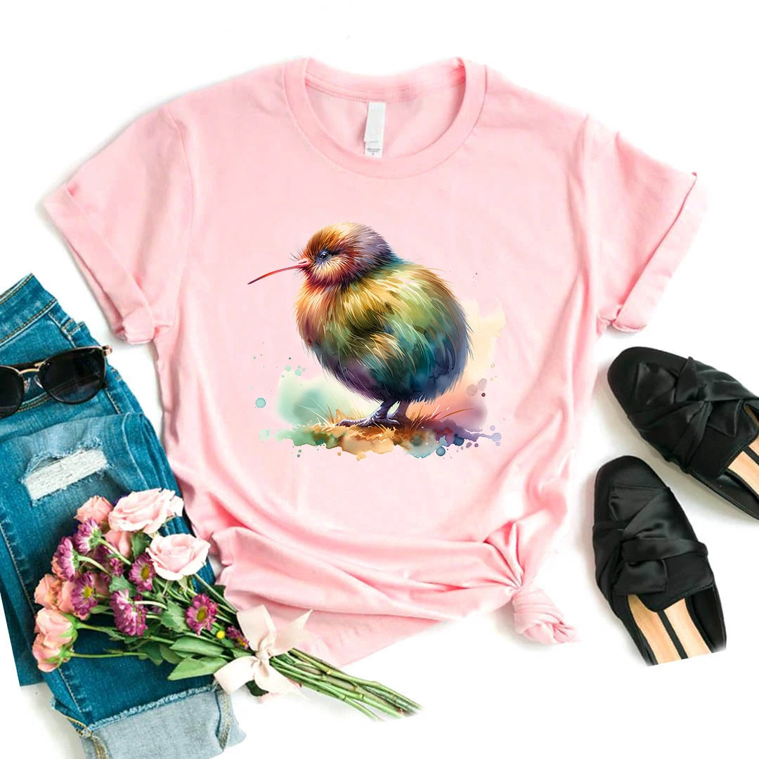 T-Chemise Kiwi Aquarelle Rose Kawaii Femme | MDN Store