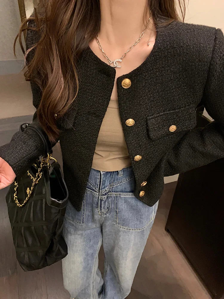 Veste Tweed Courte Élégante Femme Automne-Hiver | MDN