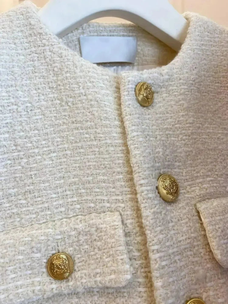 Veste Tweed Courte Boutons Dorés | MDN Store