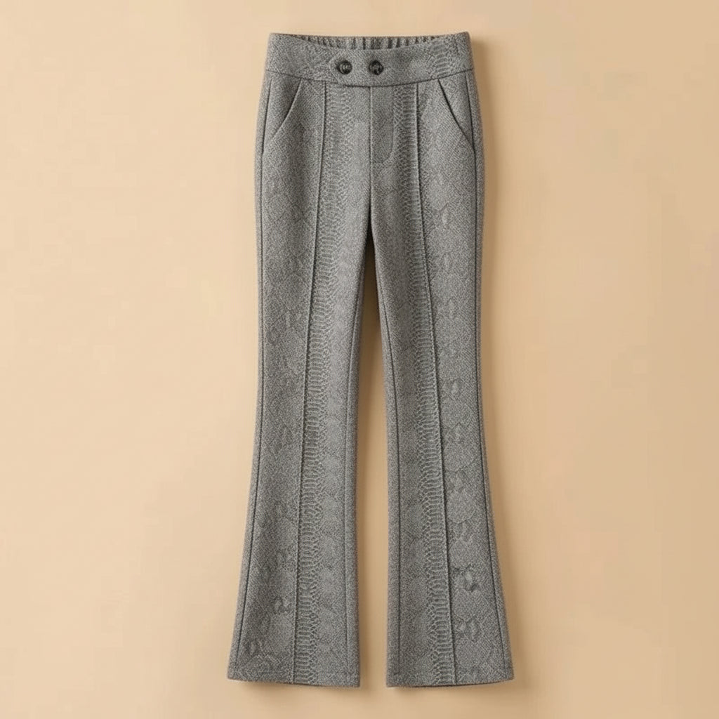 Pantalon Laine Évasé Femme Gris Clair Bureau | MDN Store
