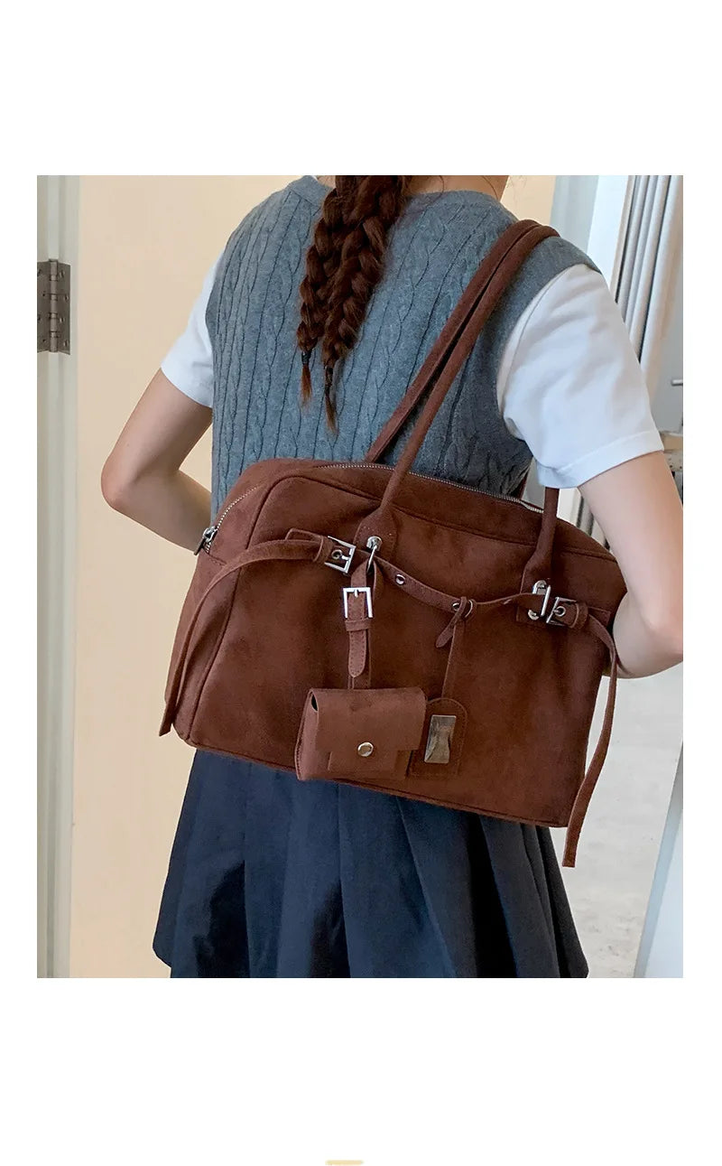 Sac à Main Femme Cuir Daim Vintage Grande Capacité Bureau - MDN