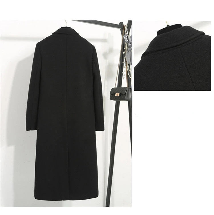 Manteau Laine Femme Double Boutonnage Noir Long – Élégance Intemporelle | MDN Store
