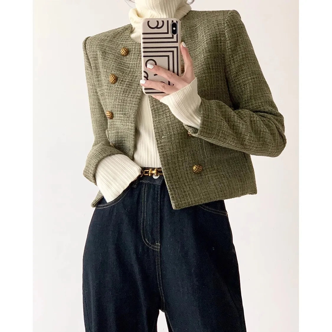 Veste Courte Vintage Pois Style Français | MDN Store