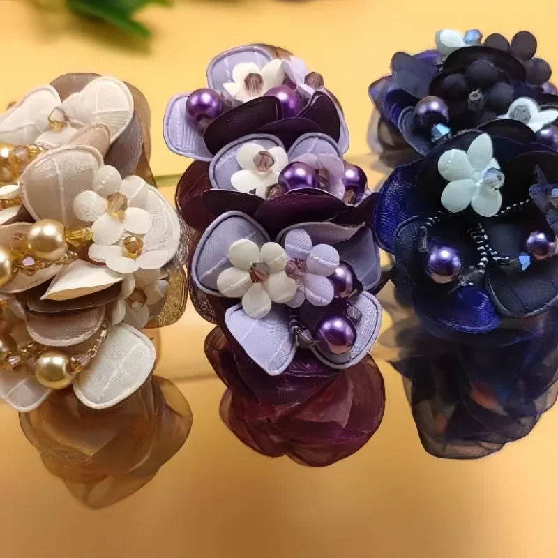 Chouchou 3 Fleurs Perle Élastique | MDN Store