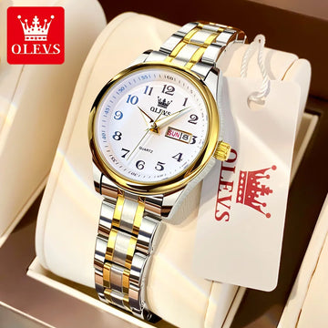 Montre Quartz Femme Elegante Acier Inoxydable Lumineuse Date Semaine | MDN Store 25