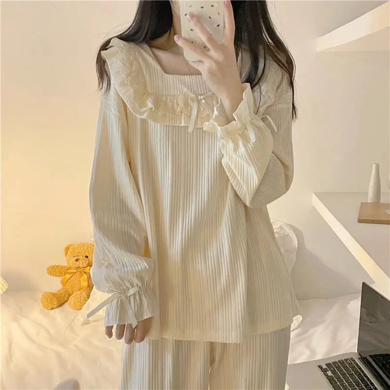 Pyjama Femme Nœud Princesse 2 Pièces Printemps Automne | MDN