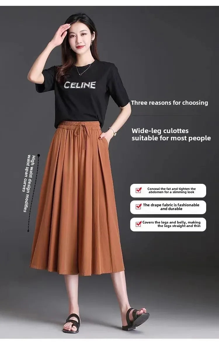Jupe-Culotte Large Soie Glacée Femme | MDN Store