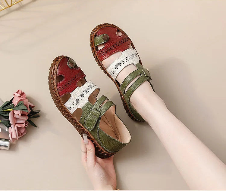 Sandales Cuir Plates Bout Fermé Lorilury | MDN Store