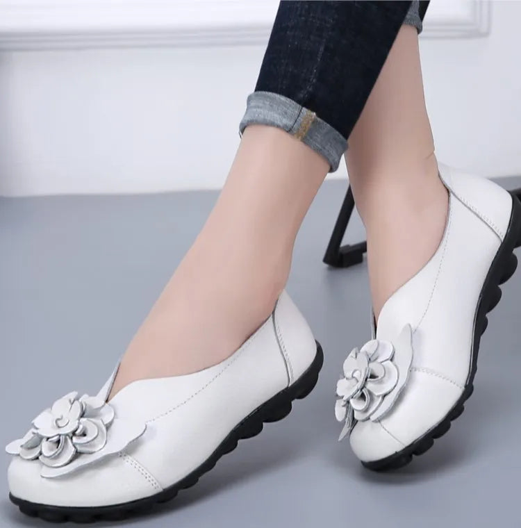 Ballerines Cuir Fleur Élégantes Grande Taille | MDN