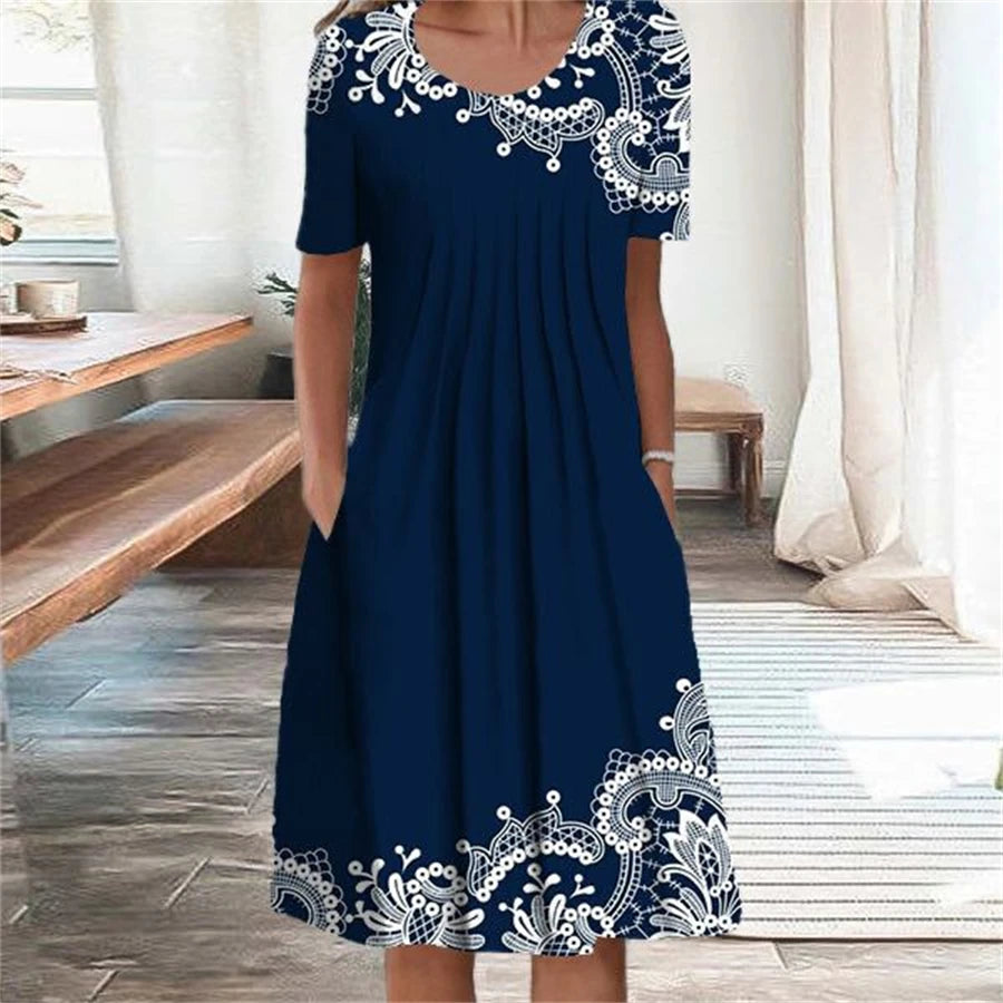 Robe Élégante Femme Manches Courtes Decontractee | MDN Store