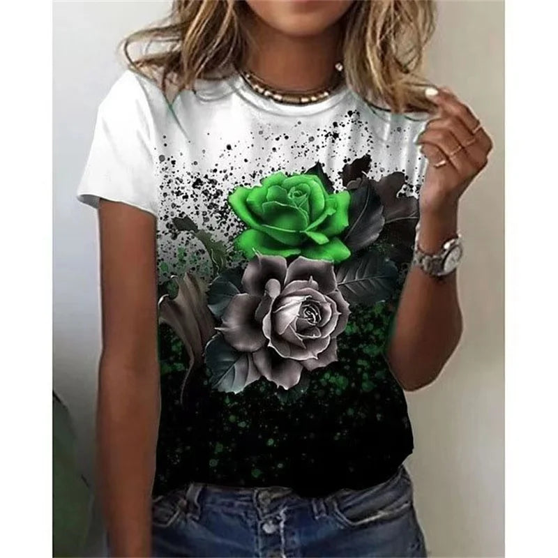 T-Chemise Fleurs Colorées 3D Oversize Femme | MDN Store