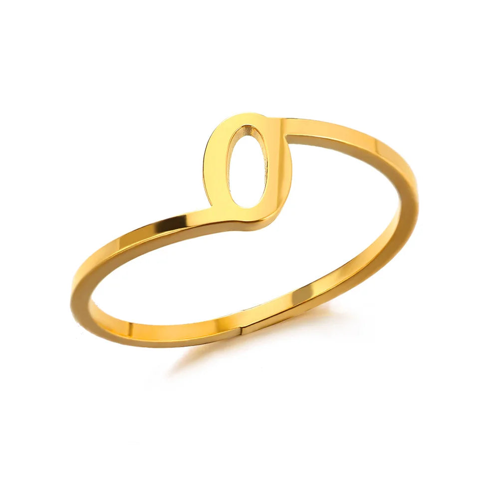 Bague Initiale Lettre A-Z Acier Doré | MDN Store