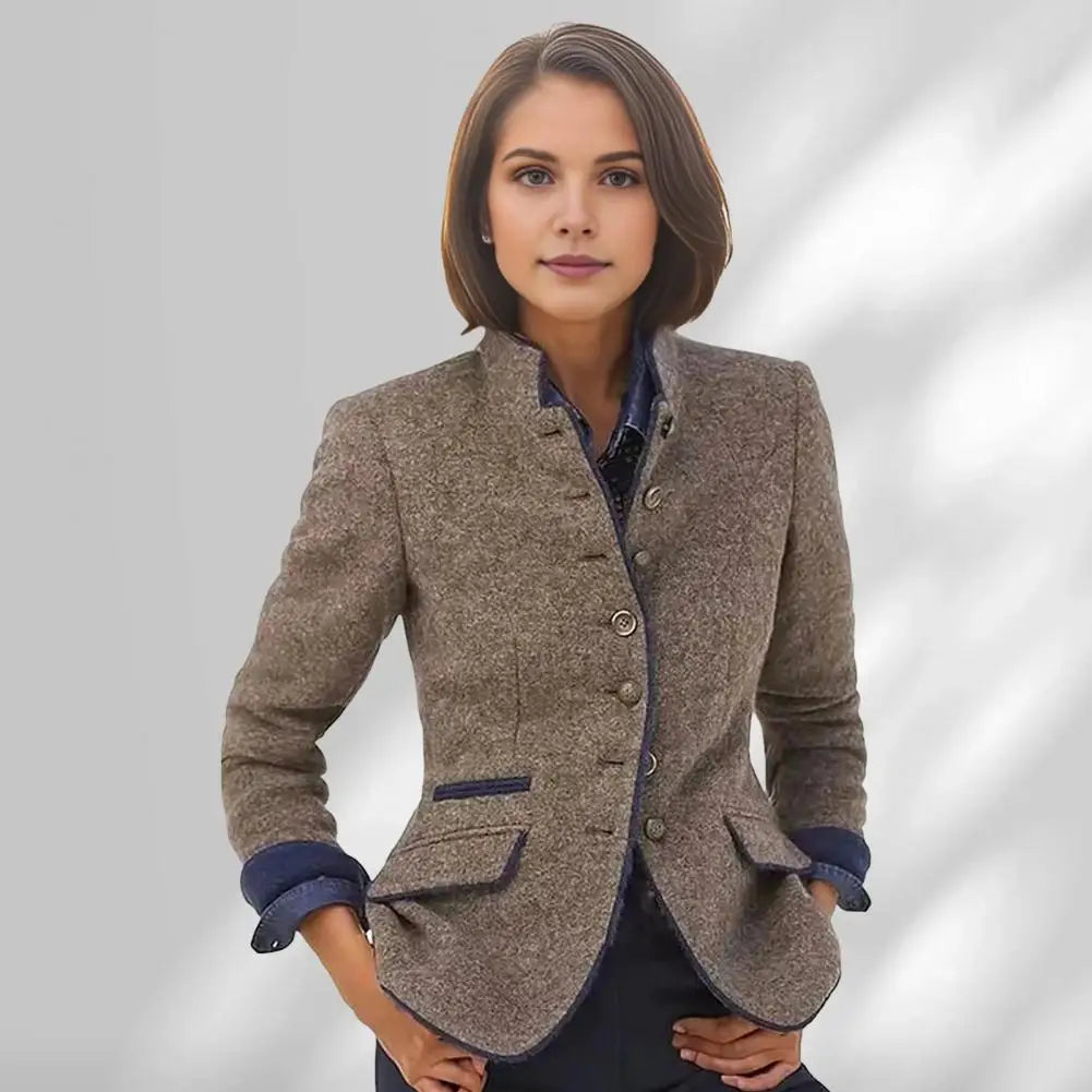 Manteau Laine Bicolore Col Montant | MDN