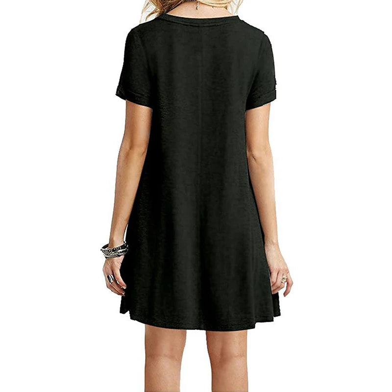 Robe T-Chemise Imprimee Vintage Col Rond Manches Courtes | MDN Store