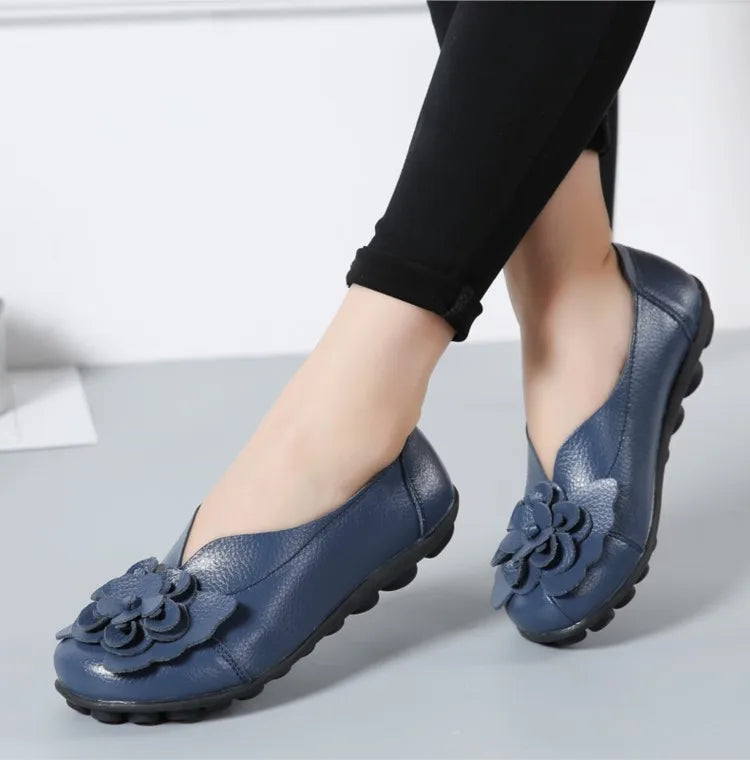 Ballerines Cuir Fleur Élégantes Grande Taille | MDN Store