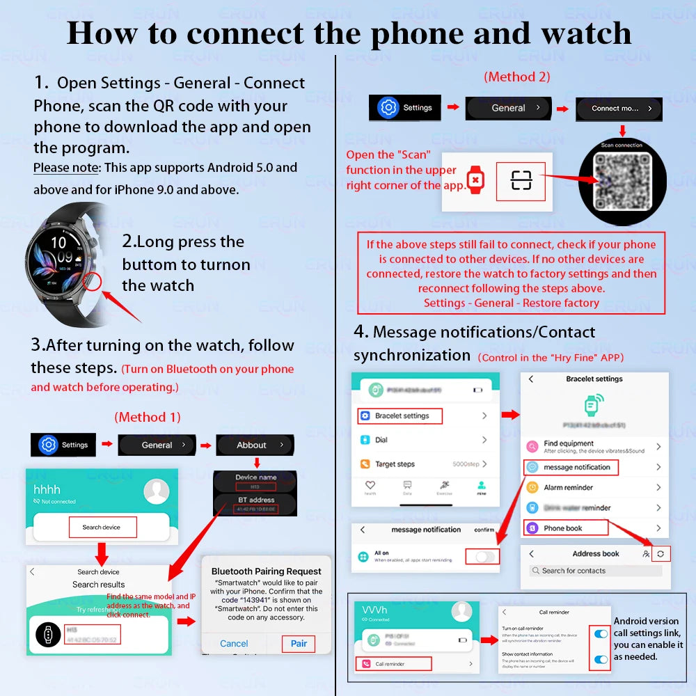 Montre Connectee Ecran Tactile 1.5 Pouce Bluetooth 5.3 Notifications Meteo | MDN Store 25