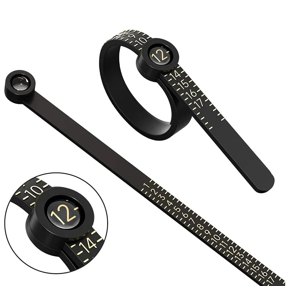 US/UK/EU/HK Size Ring Ruler Ring Measuring Tape Ring Measuring Tool Annular Coil Finger Size Filter with Magnifying Glass