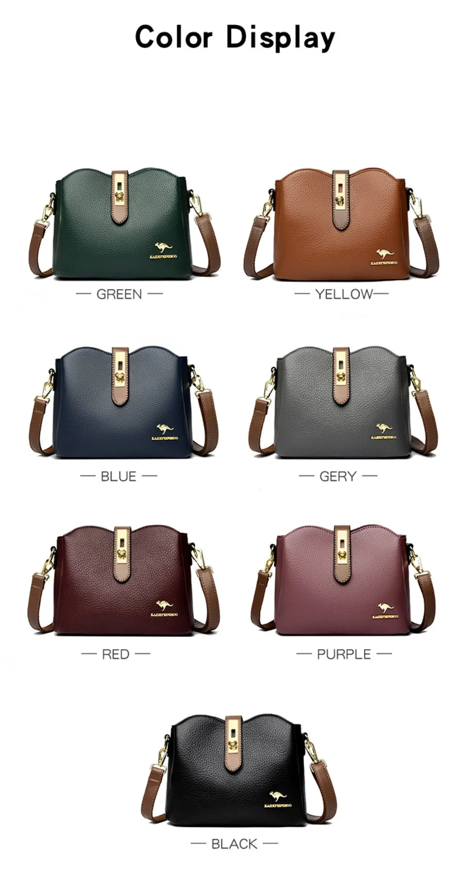 Sac à Main Femme Cuir Véritable Seau Bandoulière Trois Compartiments - MDN