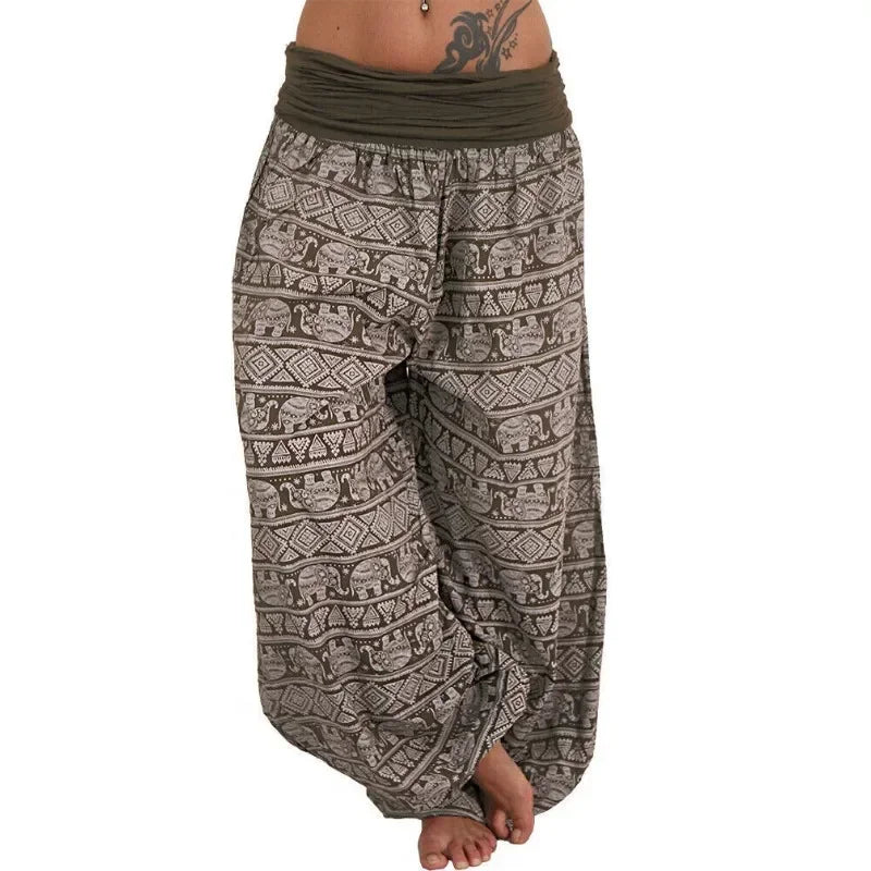 Pantalon Harem Femme Imprimé Géométrique Rouge | MDN Store