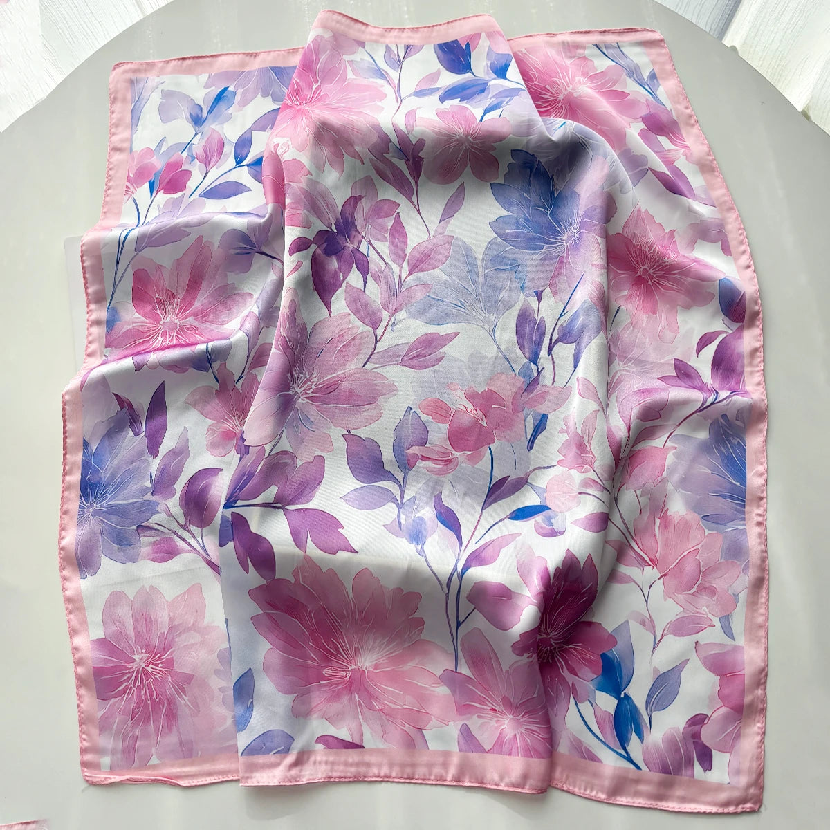 Foulard Carré Soie Floral Orange Femme | MDN Store