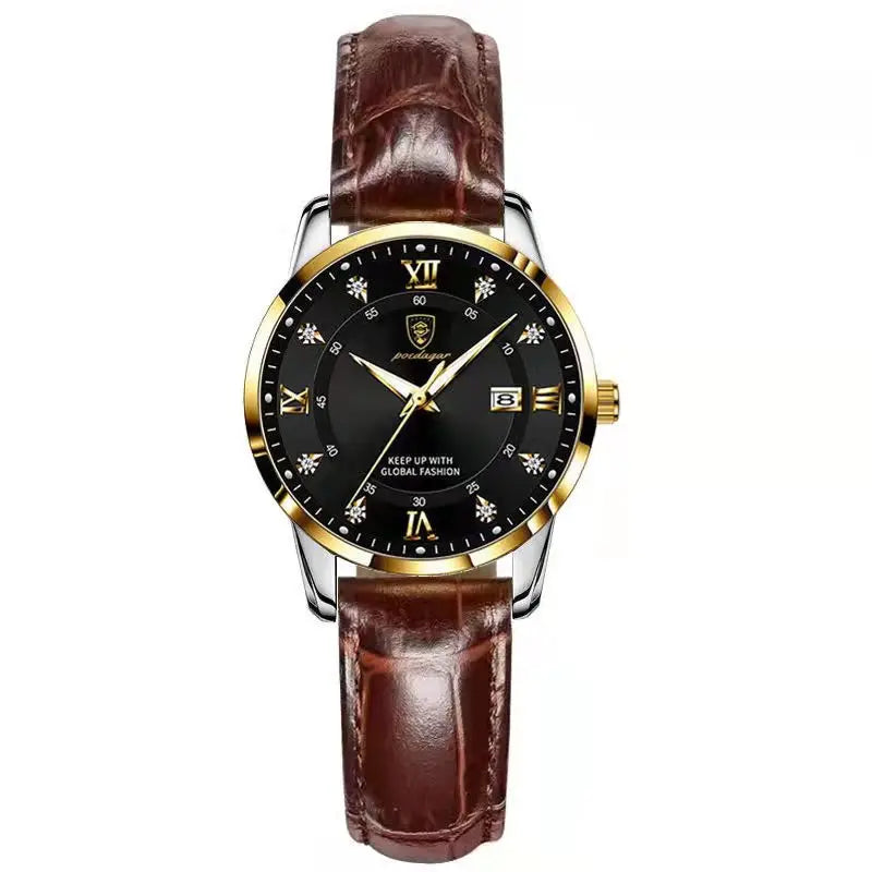 Montre Quartz Femme Luxe Acier Inoxydable Chiffres Romains Lumineuse | MDN Store 25