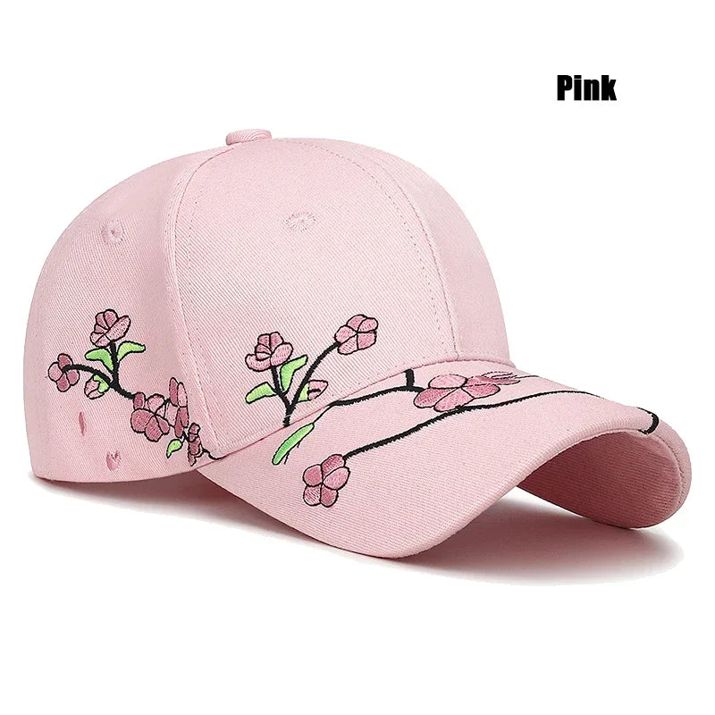Casquette Bec de Canard Broderie Fleur de Prunier Femme Reglable | MDN Store 25
