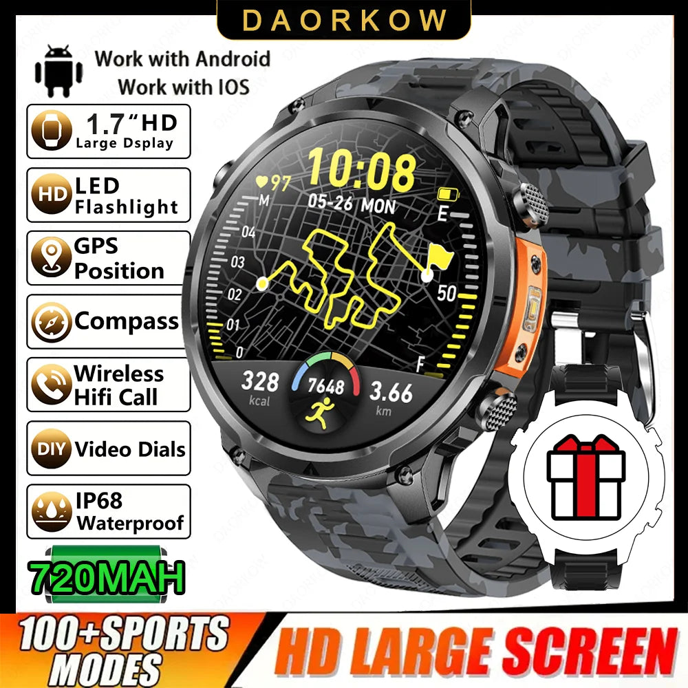 Montre GPS Militaire 1.7" 720mAh Lampe LED IP68 | MDN Store