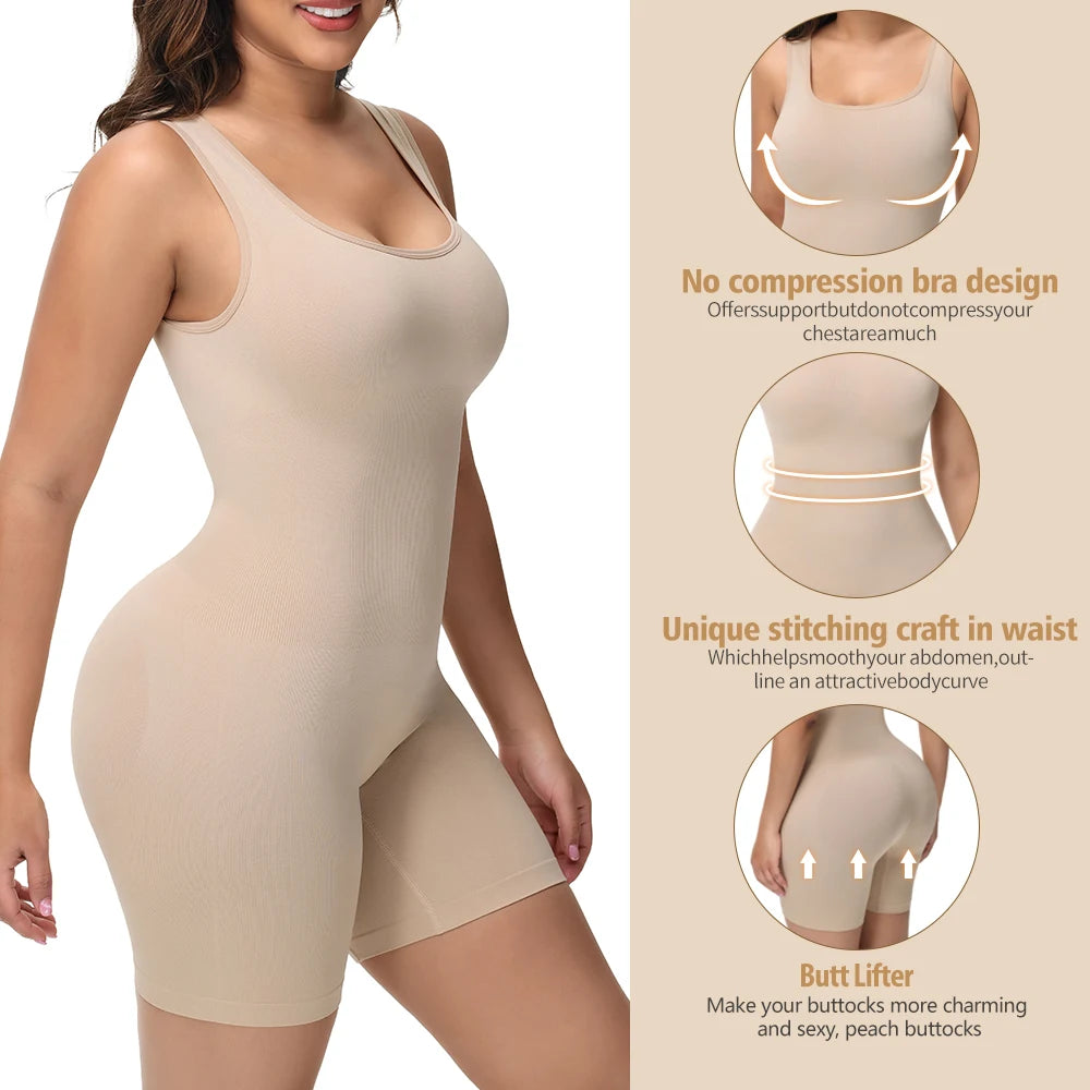 Body Gainant Bretelles Larges Shorty Femme - Gaine Complète Ventre Plat Confortable | MDN