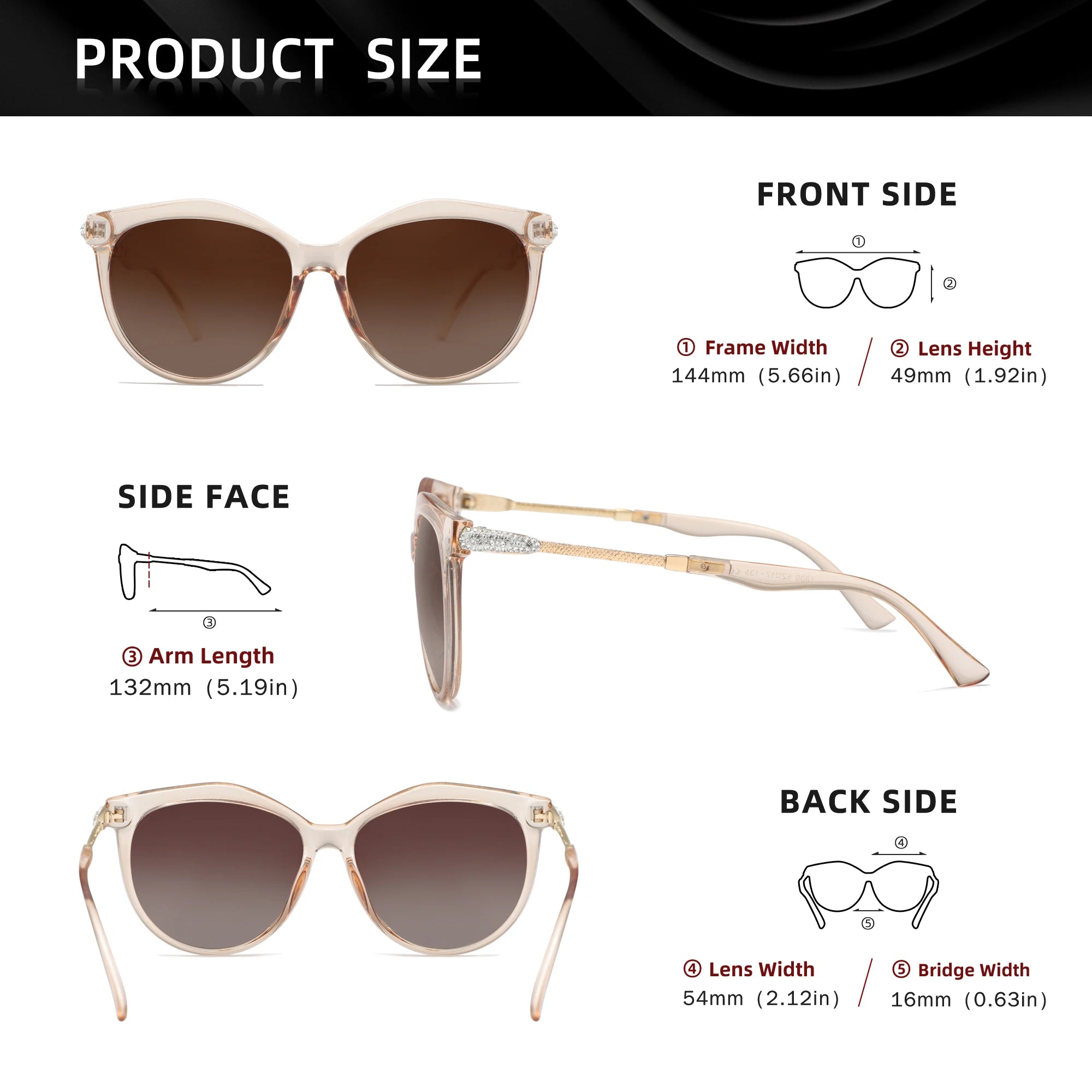 KINGSEVEN Lunettes de Soleil Oeil de Chat Femme Polarisées UV400 Grand Cadre | MDN Store 25