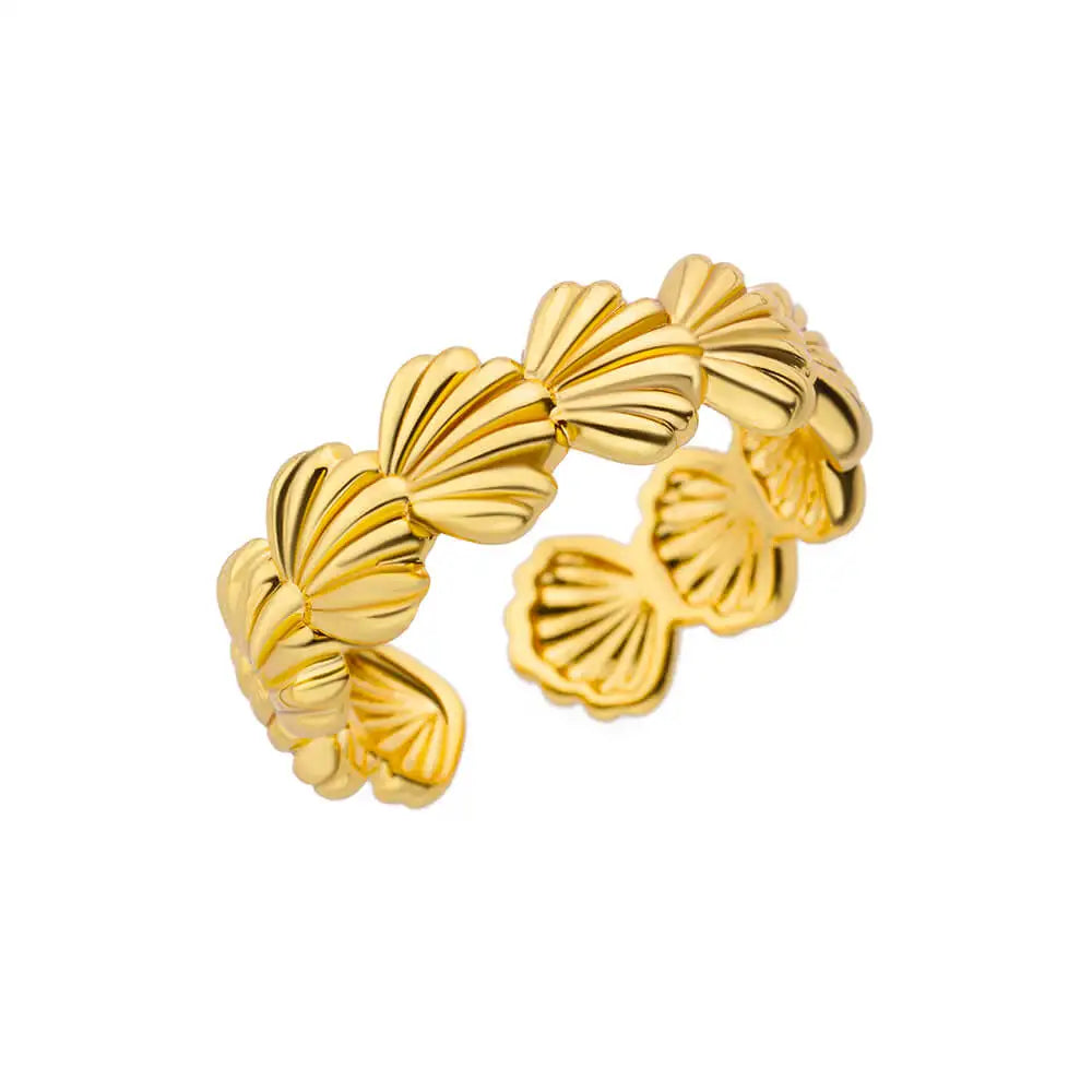 Bague Géométrique Acier Doré Ajustable | MDN Store
